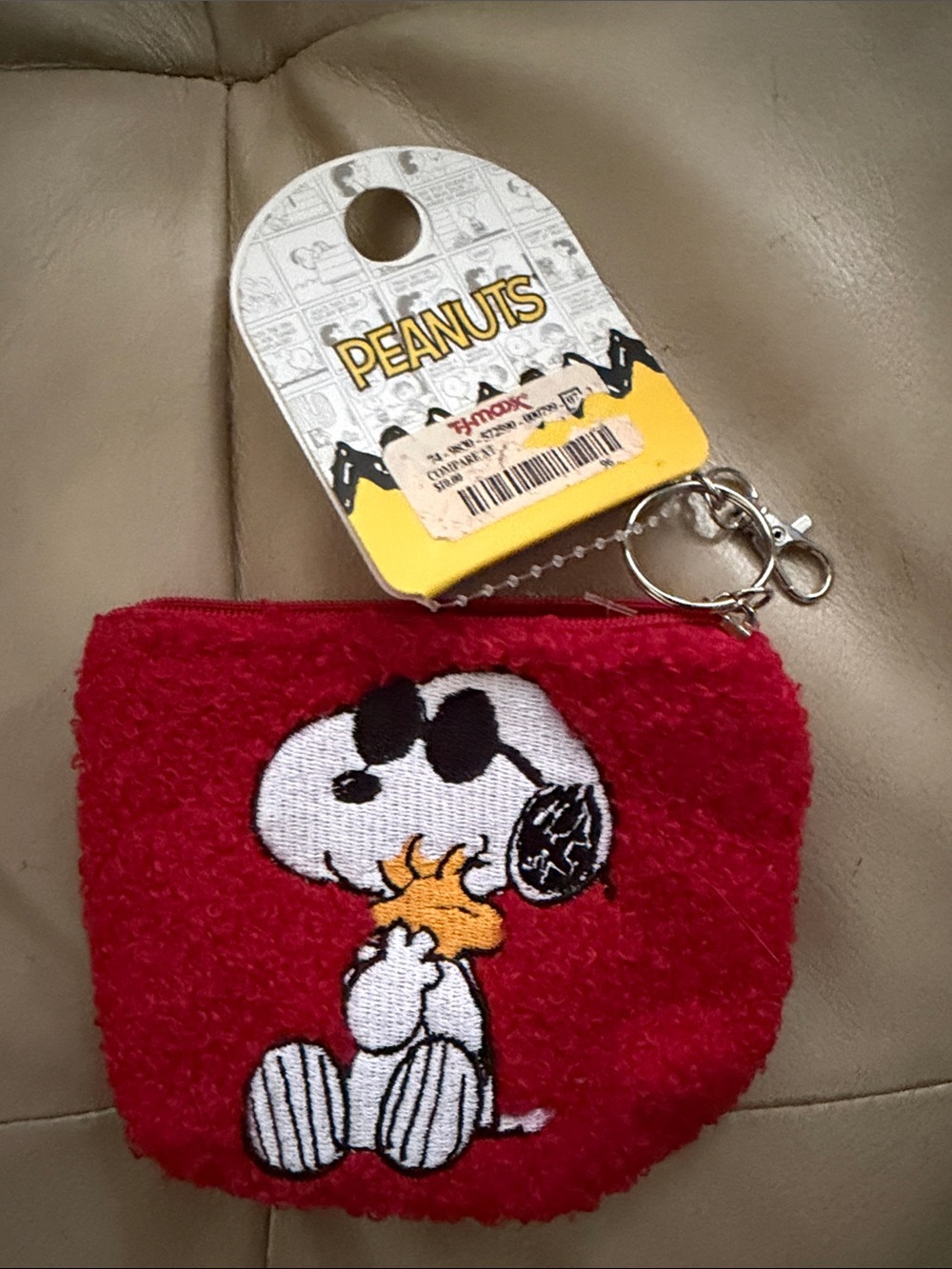 Peanuts Red Snoopy & Woodstock Plush Coin Pouch with Key Chain